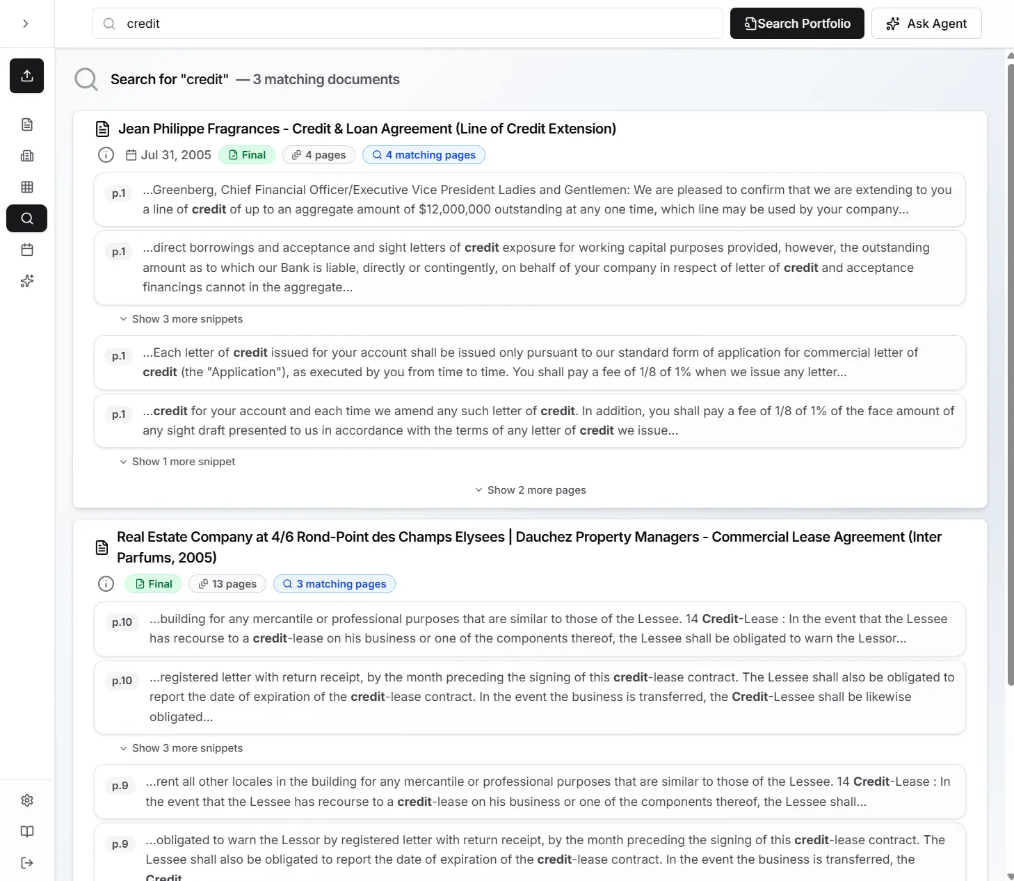 ContractFull Portfolio Search - Jump straight to the exact page with source-linked evidence — zero manual tagging.